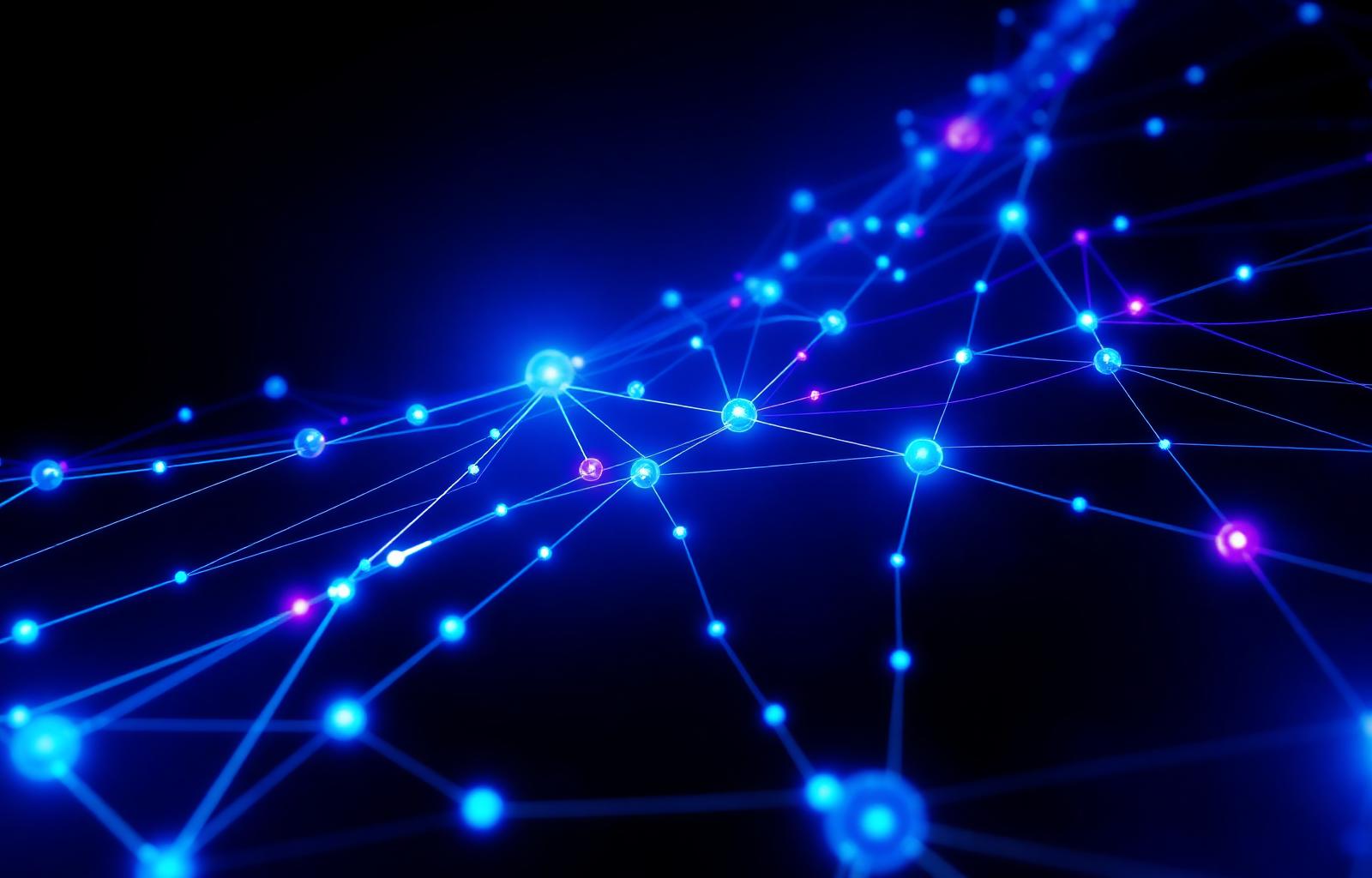 Abstract glowing digital network representing modern software systems